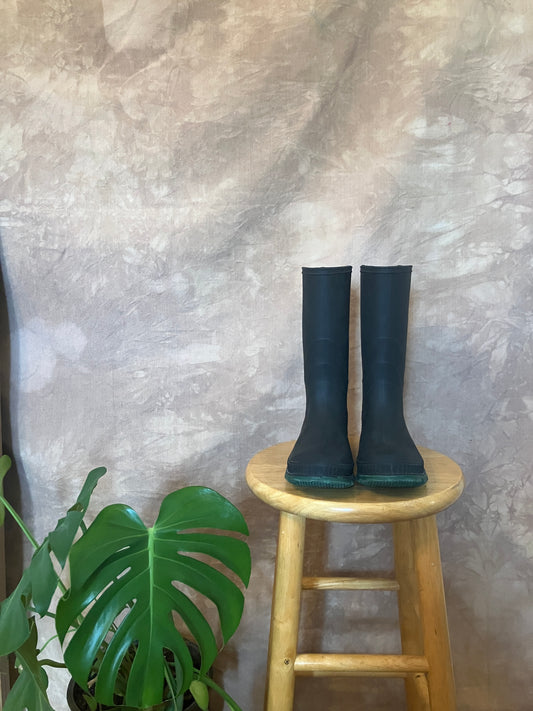 Vintage Black Rubber Rain Boots – Size 9