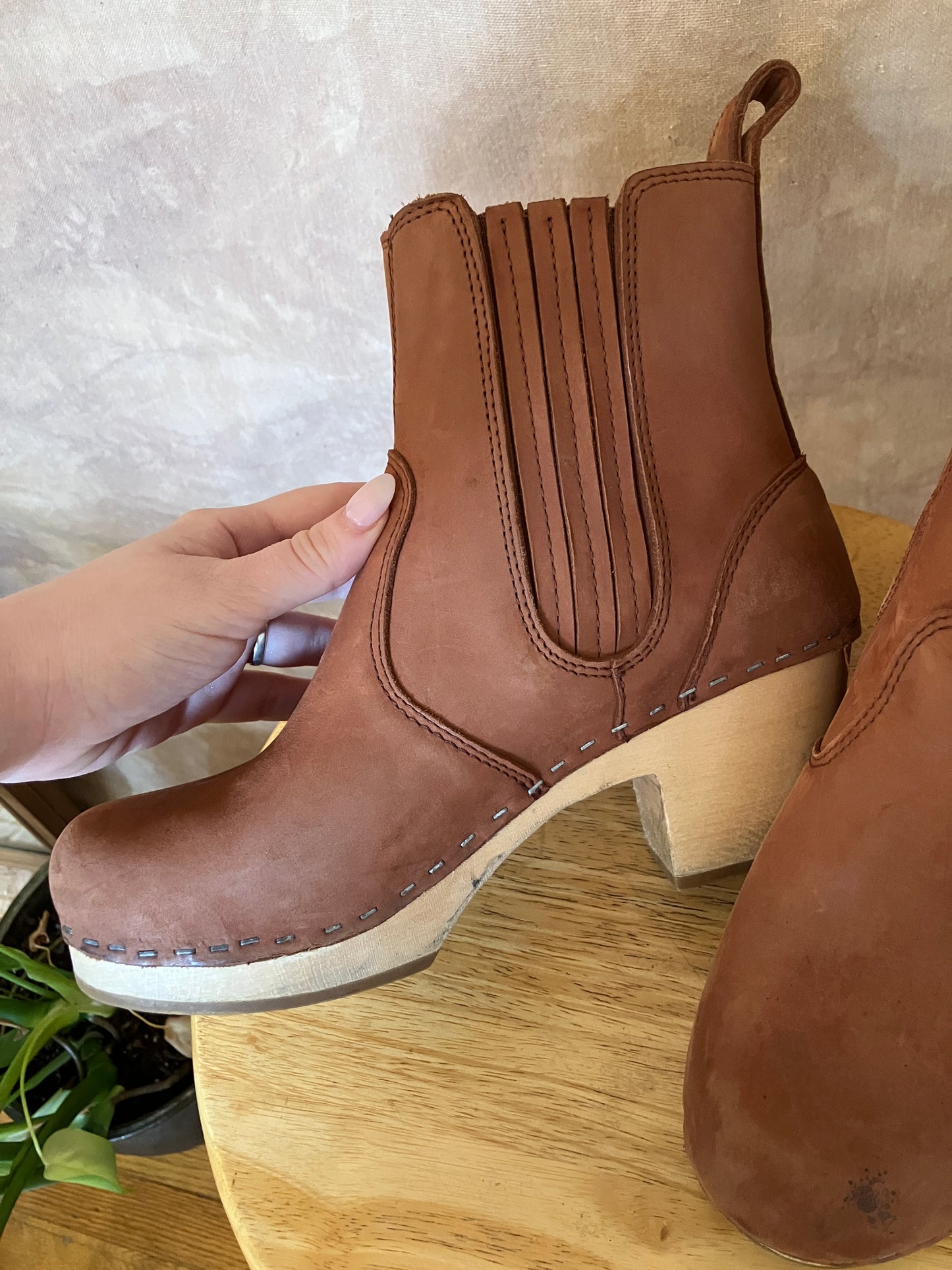 Swedish Hasbeens Chelsea Clogs - Burnt Orange, Size 37