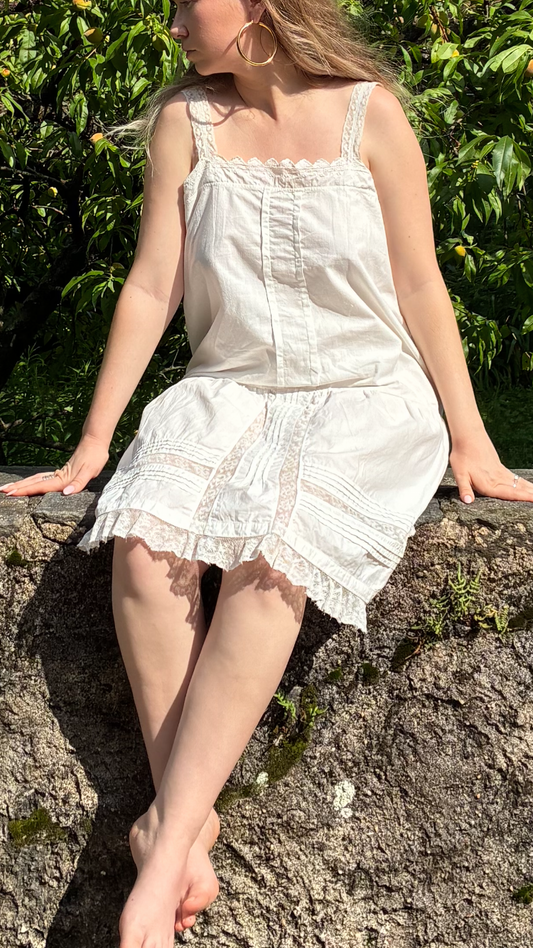 Edwardian Cotton and Lace Farmhouse Dress