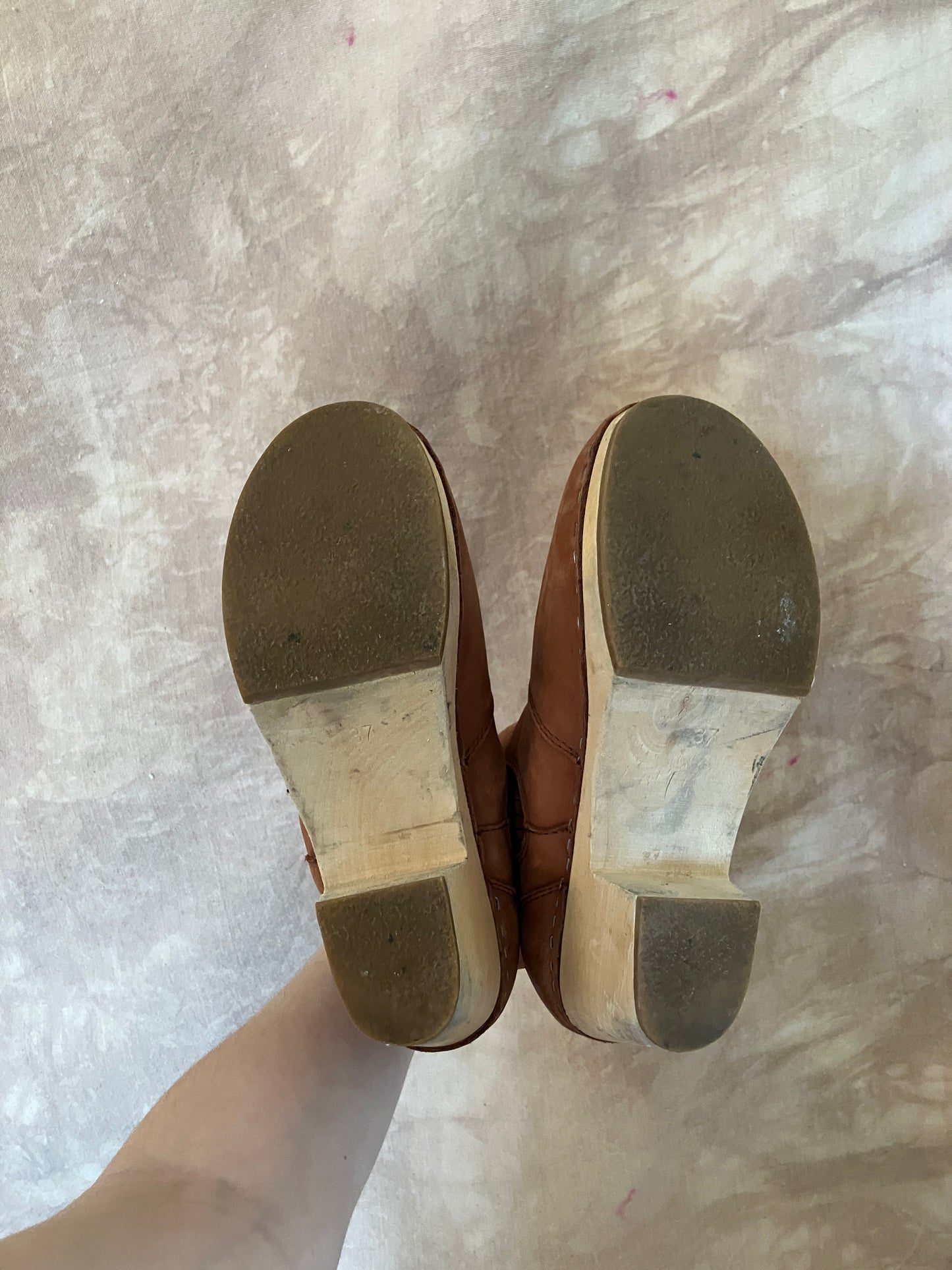 Swedish Hasbeens Chelsea Clogs - Burnt Orange, Size 37