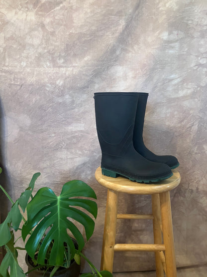 Vintage Black Rubber Rain Boots – Size 9