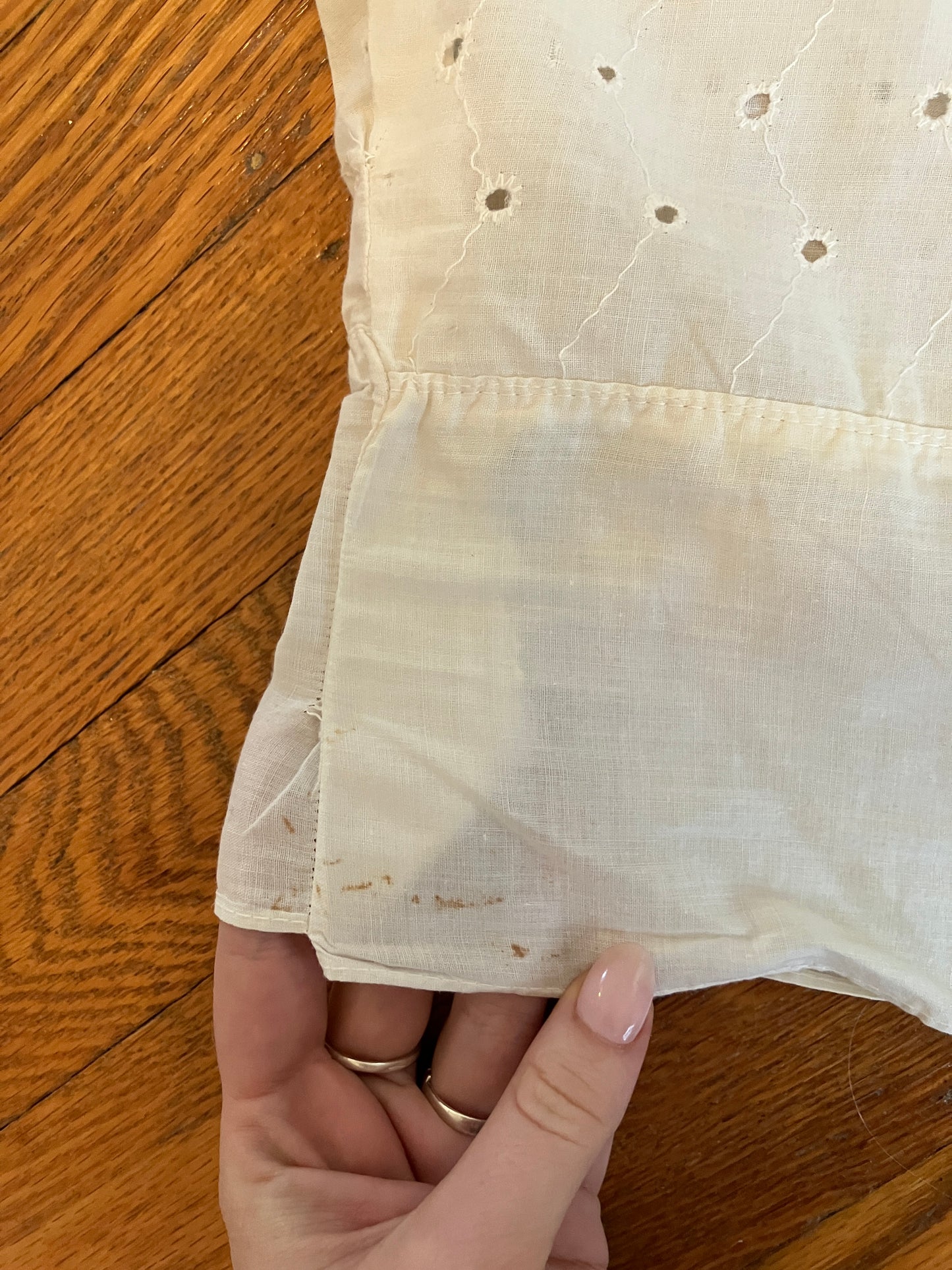 Vintage Eyelet Camisole Top with Pink Ribbon Detail