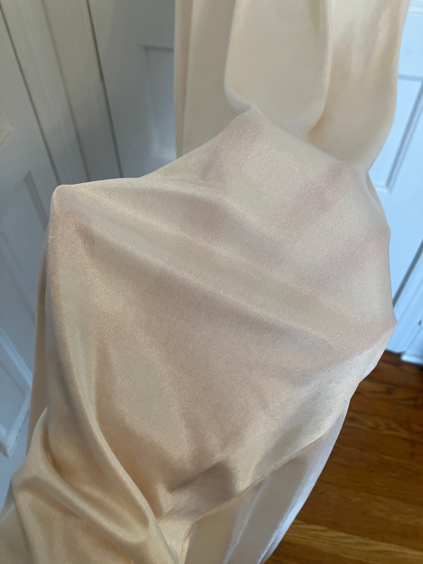 Baby Pink 1960s/70s Satin Slip Dress with Lace Appliqué