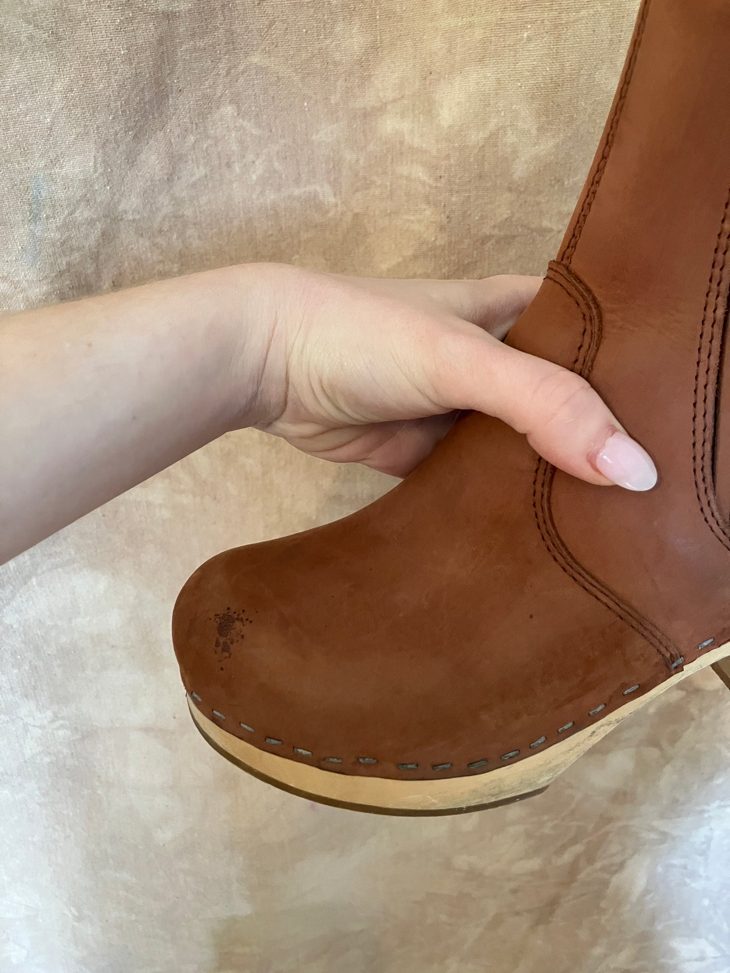 Swedish Hasbeens Chelsea Clogs - Burnt Orange, Size 37