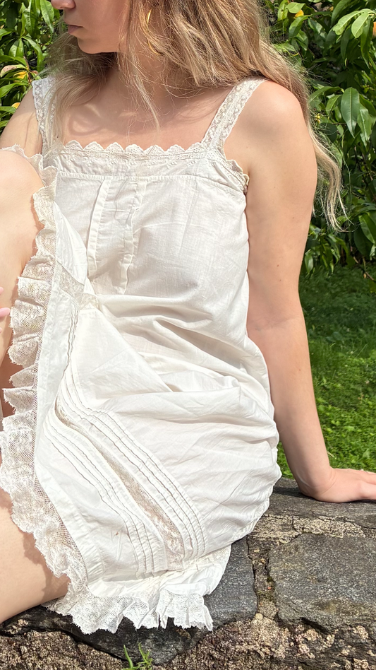 Edwardian Cotton and Lace Farmhouse Dress