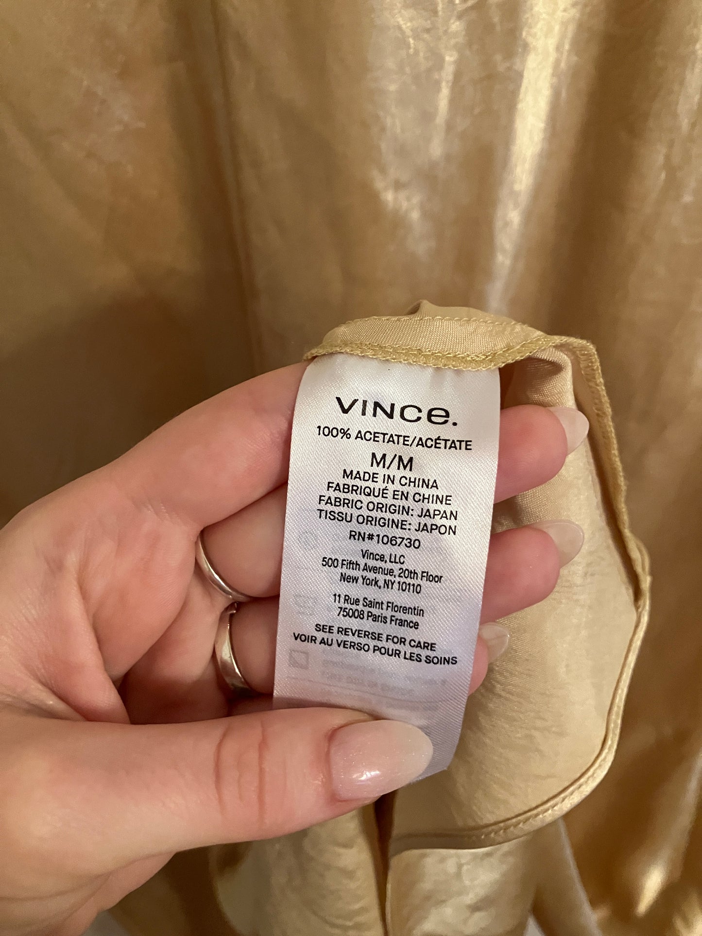 Vince Yellow Metallic Satin Slip Dress