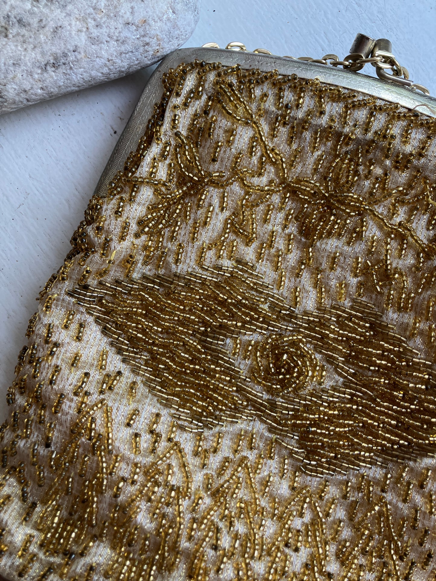 Mid-Century Gold Beaded Evening Bag
